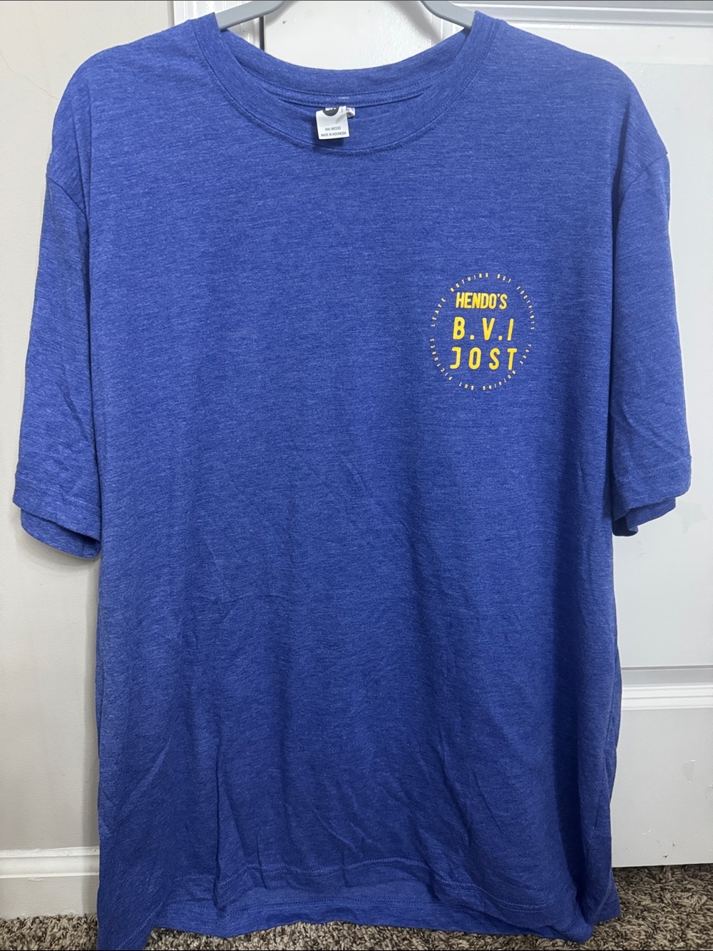 Men's Royal Blue Short-Sleeve Crewneck T-Shirt with Yellow Chest Logo SPF 50